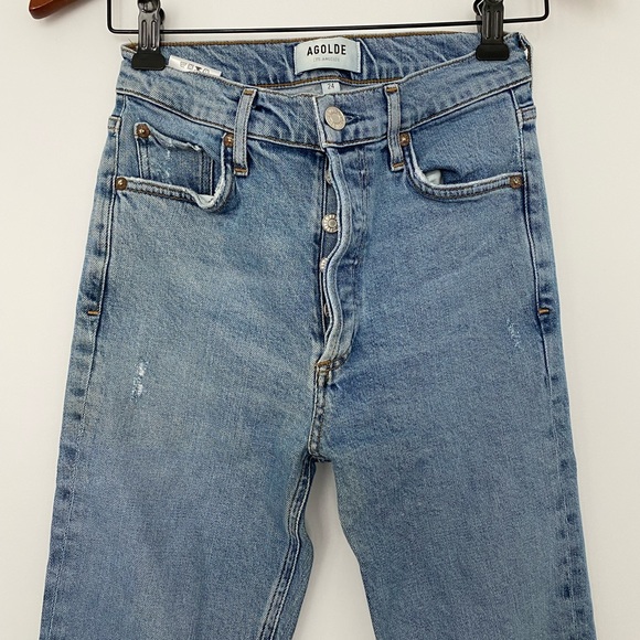 Agolde High Rise Distressed Denim Skinny Jeans - Picture 7 of 12